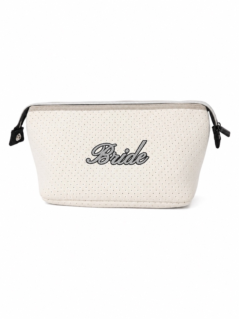 Bride White Neoprene Makeup Bag Bridal Cosmetic Travel Pouch